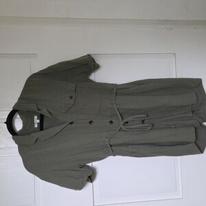 Madewell Cotton Romper Green Button Up Size Small